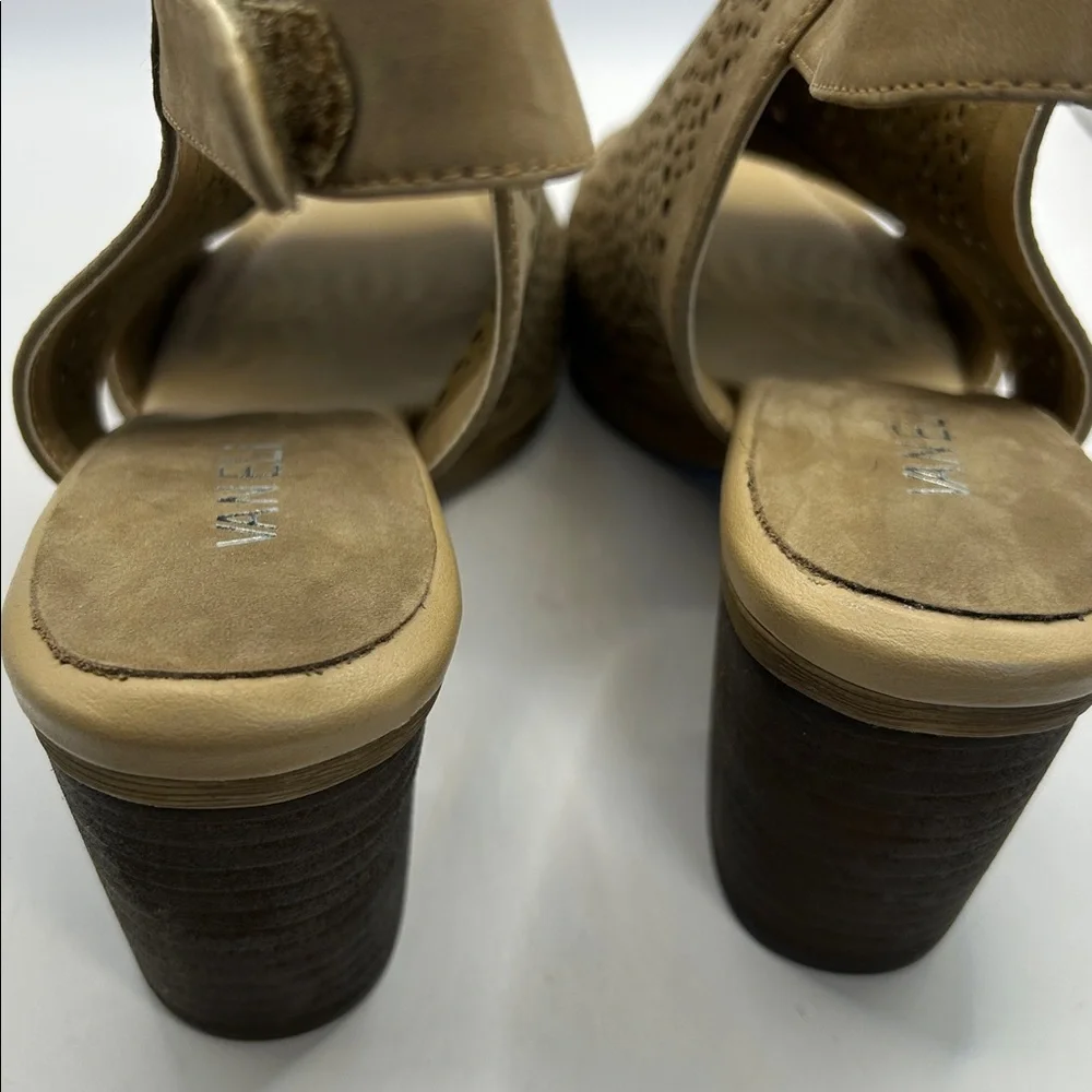 Van Eli Tan Perforated Wedge Sandals
